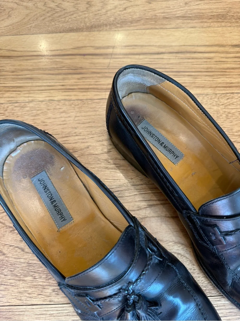 Johnston & Murphy Black Leather Tassel Loafers